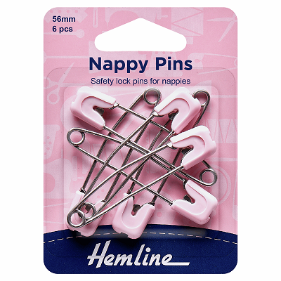 H413P Nappy Pins: 56mm: Pink: 6 Pieces